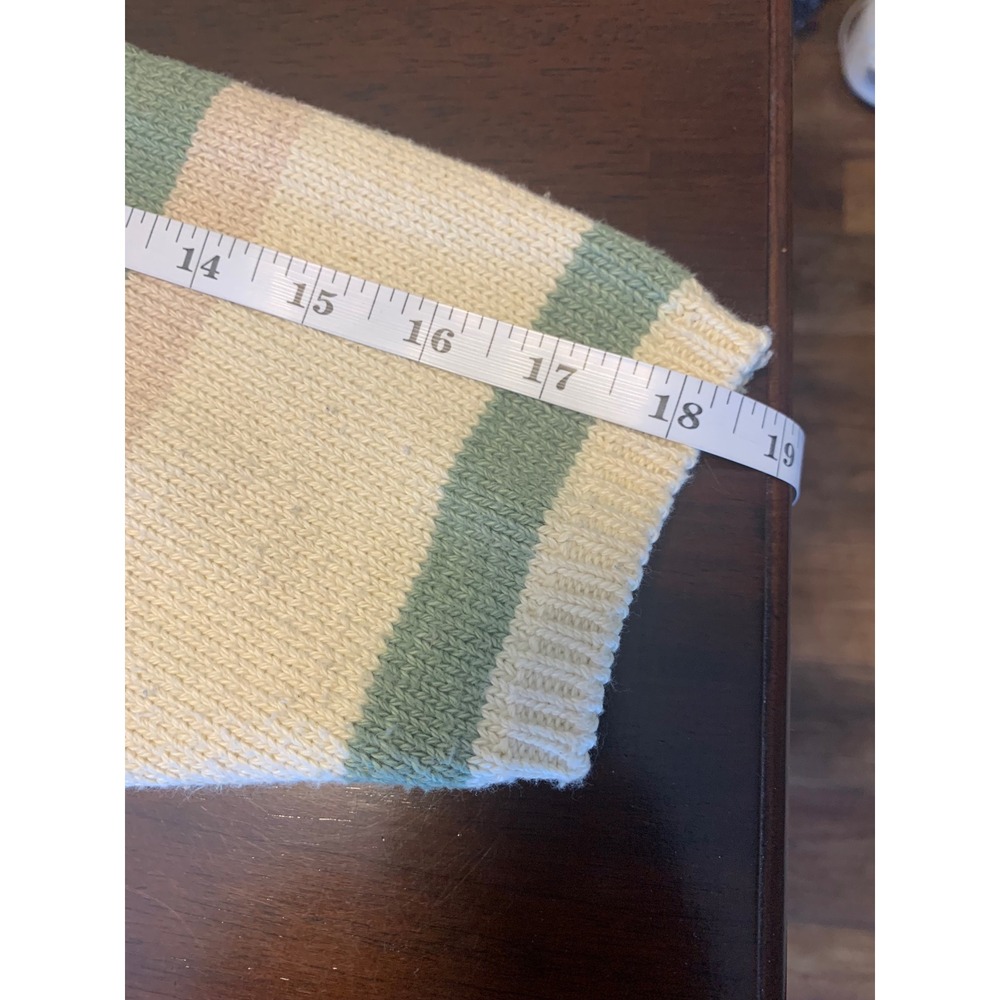 Vintage April Cornell Embroidered Striped Heart Cardigan Sweater Green Tan M/L - Picture 7 of 9
